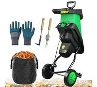 Trituratore da giardino 2400 W, trituratore elettrico per foglie con 4500 giri/min, sacco di raccolta da 50 litri e ruote, diametro massimo 40 mm, ideale per detriti da giardino e pulizia dei rami