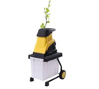 Trituratore elettrico da giardino, 2500 W, con motore in rame, trituratore elettrico con 2 lame a doppio bordo, trituratore per legno, con sacchetto di raccolta da 45 l