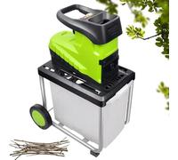 Trituratore elettrico da giardino, 2800 W, resistente cippatrice, frantoio per foglie e rami, diametro massimo di taglio 4,5 cm, facile mobilità per la pulizia del cortile e il compostaggio