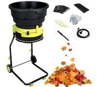 Trituratore elettrico per foglie, 2500 W senza lama per rapporto di riduzione 17:1, trinciatrice da giardino con ruote e borsa di raccolta per foglie, erba e ritagli