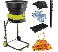 Trituratore elettrico per foglie con cavo, trituratore portatile da giardino da 2500 W con ruote, trituratori e cippatori da 8000 giri/min per foglie da giardino, compost
