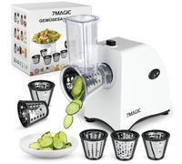 Trituratore elettrico per verdure 5 in 1, sparatutto automatico per insalata, grattugia per formaggio, carota, cavolo, affettatrice BIANCO