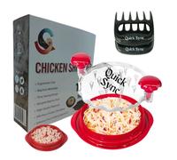 Trituratore per pollo, con base antiscivolo, coperchio trasparente, resistente al calore, manico ergonomico, senza BPA (rosso, 25 cm)