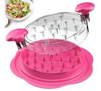 Trituratore per pollo, grande, con spazzola e forchetta; tritacarne visibile, striscia antiscivolo, manico ergonomico, senza BPA, adatto per carne di maiale e pollo (rosa)