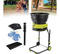 Trituratore Portatile per Foglie da Giardino, 2500 W con Ruote, Trituratori E Cippatori da 8000 Giri/Min con Sacco di Raccolta, Diametro Imbuto 54 Cm, per Foglie da Giardino,Powercord×20m