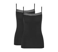Triumph Feel of Modal Spaghetti Top 2p Maglietta Intima, Nero, L (Pacco da 2) Donna