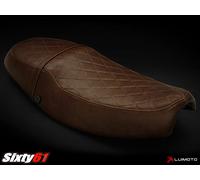 Triumph Thruxton Sedile Cover 2004-2015 Scuro Vintage Marrone Luimoto Pelle Look