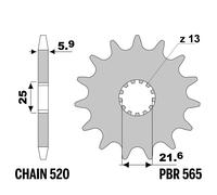 TRIUMPH TRIDENT 660 2021-2023 pignone PBR passo 520 16 Denti