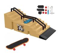 TriUnytion Set di Fingerboard e Rampa, Mini Skateboard da Dita con Rampa e Accessori, Fai da te Tech Deck Fingerboard Park Kit Regalo per Bambini, Giallo (f)