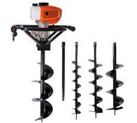 Trivella a scoppio con motore da 52cc 2 tempi con prolunga da 50 cm e 3 punte intercambiabili da 100-150-200mm, mototrivella trivellatrice da giardino e campi, utilizzo professionale e fai da te