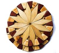Trivet in legno naturale per piatti caldi, 2 ecologici, robusti e durevoli da cucina da 7 ", decorazione per tavolo di design festivo fatto a mano, idea regalo perfetta per la cucina.