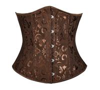 TRIWORKS Corsetto da donna, corsetto sottoseno, in raso, con pizzo, per Halloween e Carnevale, XS-XXL, marrone, M