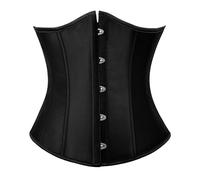 TRIWORKS Corsetto da donna, corsetto sottoseno, in raso, con pizzo, per Halloween e Carnevale, XS-XXL, Nero , XS
