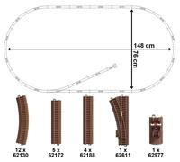 Trix H0 binario a C binario ovale 23 pezzi con uno scambio 148 cm x 76 cm - N...