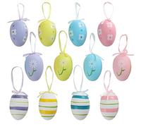 TRIXES 12 Uova da Appendere in plastica Pasquale - Decorazioni per la casa - Decorare Un Albero di Pasqua, Cestino, Ciotola Decorativa in Legno, Caccia alle Uova di Pasqua e Altro