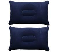 TRIXES 2X Cuscini Gonfiabili Morbidi, Cuscini da Viaggio, Cuscino per Il Collo, Accessori da Campeggio, Cuscini Gonfiabili per Dormire, Cuscino Cuscino, Blu Scuro - 35,5 cm x 22 cm x 10 cm