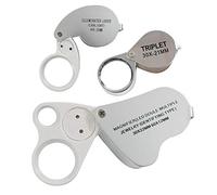 TRIXES 3 Set Lente in Vetro di Lente Ingrandimento per Gioiellieri - 30, 40, Doppia 30/60 con LED Luce - Lente di Ingrandimento