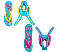 TRIXES 4 Pezzi novità Infradito Mollette per Asciugamano da Spiaggia - Clip da Viaggio Sicure per Lettino Prendisole per Uso Interno ed Esterno - Clip Jumbo per Spiaggia, Giardino, Piscina