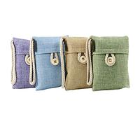 TRIXES 4 x sacchetti purificanti con carboni attivi contenuti all'interno di una pochette in fibra di bambù, sacchettini da appendere per guardaroba, i vestiti, assorbe gli odori per casa più fresca