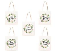 TRIXES 5PK Borsa tote in tela floreale Team Bride - Accessori essenziali per addio al nubilato e addio al nubilato - 100% cotone - 26 cm x 33 cm