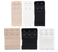 TRIXES 6PC Bra Extender Strap Set - 2 Hook e 3 Hook Extensions - Maternity Bra - Nursing Bra - Comodo ed elastico - Aumento di peso temporaneo - Nero Bianco Beige