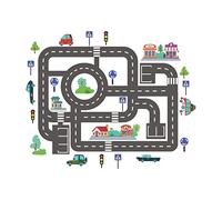 TRIXES Adesivi stradali - 42 pezzi autoadesivi - strade, edifici, cartelli e veicoli - adesivi per pavimento, tavolo e parete - 2 fogli da 90 x 30 cm