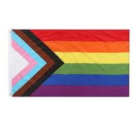 TRIXES Bandiera arcobaleno Progress - LGBTQ+ Pride Flags - Decorazioni per esterni e interni per la casa il giardino un festival e eventi di orgoglio - Supporto per lesbiche gay e LGBTQ+ - 1,5 x 0,9 m