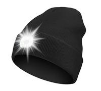 TRIXES Berretto Luminoso - Berretto Illuminato a LED USB Ricaricabile - Cappello Elasticizzato Nero Unisex