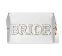 TRIXES BRIDE Borsa per trucchi in pelle vegana - Custodia per cosmetici Borsa da viaggio per cosmetici - Regalo per la futura sposa