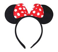 TRIXES Cerchietto con orecchie di Minnie Mouse - Fiocco di raso rosso con pois bianchi - Accessorio per travestimenti