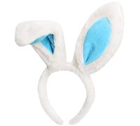TRIXES Cerchietto per capelli con orecchie di peluche da coniglio, accessorio per costume di Pasqua, Halloween, Natale, cosplay, feste, addio al nubilato, colore: bianco e blu