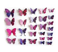 TRIXES Confezione da 12 Farfalle Magnetiche 3D Rosa e Viola, Decorazione da Applicare