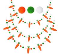 TRIXES - Confezione da 3 - Ghirlande da 250 cm con pompon e carote - Decorazioni sospese multicolore - Ornamenti primaverili