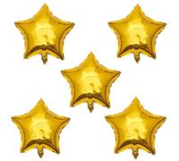 TRIXES Confezione da 5 grandi palloncini dorati da 18” (45 cm) a forma di stella, da gonfiare con elio, metallizzati, palloncino per festeggiamenti, feste e per decorare la tavola delle feste.