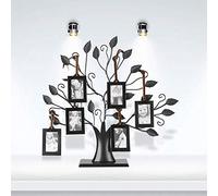 TRIXES Cornice portafoto con albero genealogico, cornice multipla con 6 cornici staccabili da appendere, autoportante, ottimo regalo di compleanno in famiglia, colore nero