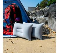 TRIXES Cuscini gonfiabili da viaggio grigi - leggeri, 2 pz | Multipack, ideale per viaggio/campeggio/outdoor/pesca - cuscini gonfiabili, resistenti all’acqua