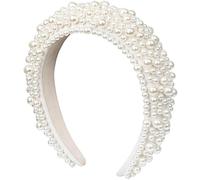 TRIXES Fascia bianca con perle - Fascia effetto perla bianca per capelli, comoda fascia alla moda tipo Alice, addio al nubilato, damigella d’onore, bambina dei fiori, sirena - travestimento