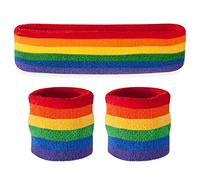 TRIXES Fascia elastica arcobaleno da fronte e tergi sudore - taglia unica adulti - esercizio divertimento corsa - eventi orgoglio Lgbt