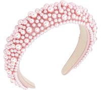 TRIXES Fascia per capelli rosa con perline - Accessorio moda da donna - Perla con perline