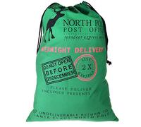 TRIXES Grande Sacco Postale Verde con Laccetti con la Renna di Babbo Natale.