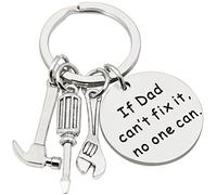 TRIXES If Dad Can't Fix it No one Can Portachiavi - Portachiavi Papà - Lega di metallo argento - Ciondolo attrezzi - Anello spaccato - Portachiavi - Accessori auto - Regalo per la festa del papà