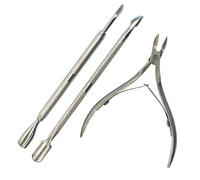 TRIXES Kit per la cura delle cuticole - 3 Pezzi - Taglia cuticole pinza - spingi cuticole - Acciaio inox