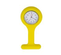TRIXES Orologio da tasca in silicone giallo per infermieri - Orologio al quarzo in acciaio inox - Orologio da tasca con perno - Accessori per abbigliamento - Regali per Medico infermiere veterinario