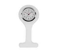 TRIXES Orologio da taschino in silicone bianco per infermieri - Orologio al quarzo in acciaio inox - Orologio da tasca con perno