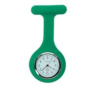 TRIXES Orologio da taschino per infermieri, in silicone verde vibrante con quadrante bianco, progettato per i professionisti della cura - forte chiusura a spilla