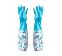 TRIXES paio di guanti di gomma per stagno grondaia scarico pulizia - braccio lungo - unica taglia-Reticolo blu