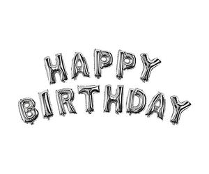 TRIXES Palloncini argentati a forma di lettere che compongono la scritta BUON COMPLEANNO
