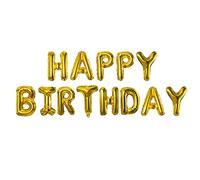 TRIXES Palloncini dorati a forma di lettere che compongono la scritta BUON COMPLEANNO