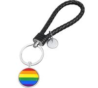 TRIXES Portachiavi arcobaleno con passante in pelle intrecciata - Accessorio Pride - Accessorio multicolore - Gay LGBTQIA2s+ Pride Day