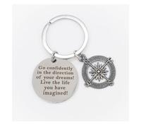 TRIXES Portachiavi con bussola Go Confidently in The Direction of Your Dreams, regalo di laurea, citazione ispiratrice